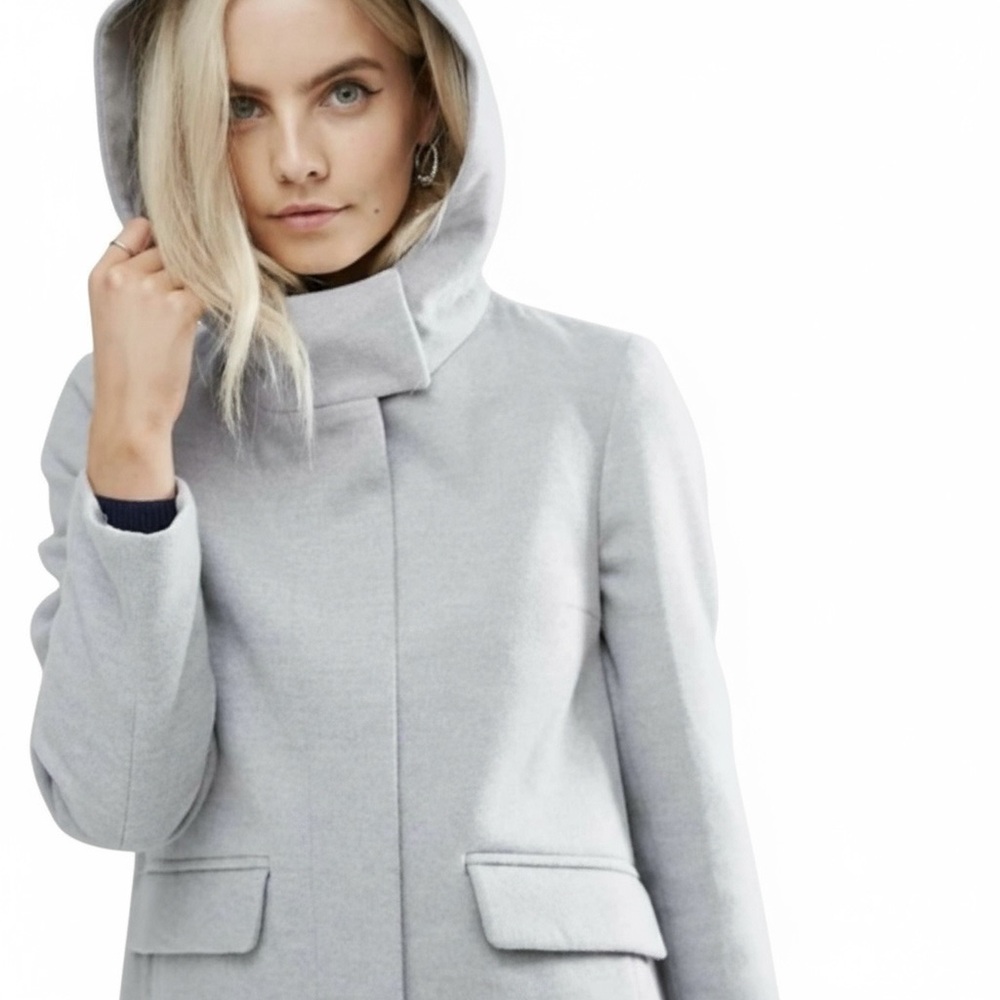 ASOS Petite Gray Slim Hooded Coat with Zip Front | Womens US 4 (Petite)